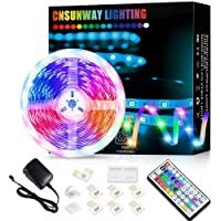 Tira LED RGB 5m- Luces LED 5050 SMD 24V Con 44 Teclas Control Remoto IR Habitación Que Cambian De Color Luz De Ambiente…